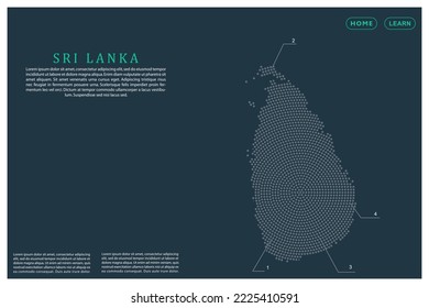 Sri Lanka Map - World map vector template with Grey dots, grid, grunge, halftone style isolated on green background for education, infographic, design, website, banner - Vector illustration eps 10