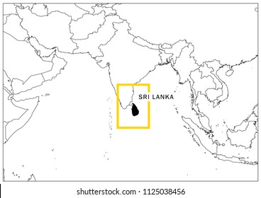 Sri lanka map in yellow frame geographic 