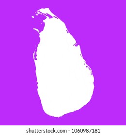 Sri Lanka map-White map on purple background. Each city and border has separately. Vector illustration eps 10.