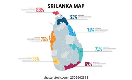 Sri Lanka Modern Map Percentage Infographic Template, Detailed infographic map of Sri Lanka