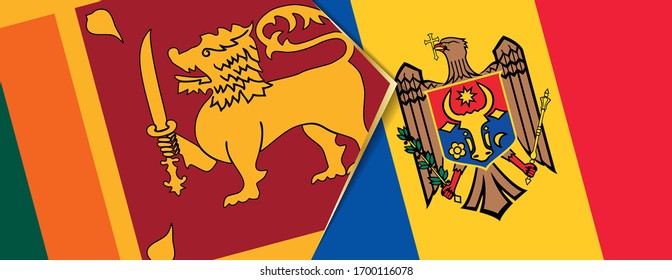 Banderas de Sri Lanka y Moldavia, dos banderas vectoriales símbolo de relación o enfrentamiento.