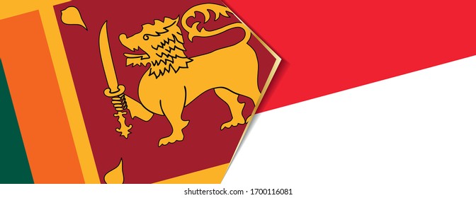 Sri Lanka and Monaco flags, two vector flags symbol of relationship or confrontation.