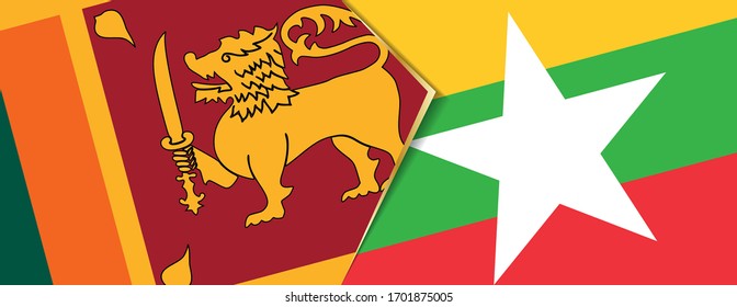 Sri Lanka and Myanmar flags, two vector flags symbol of relationship or confrontation.