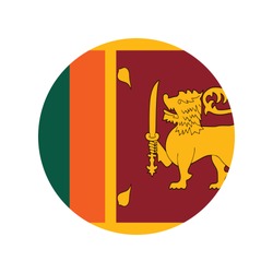 Sri Lanka National Flag, Raster Version. Flag Of Sri Lanka As Round Glossy Icon. Button With Flag Design.