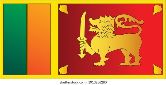 SRI LANKA NATIONAL FLAG- Vector illustration.