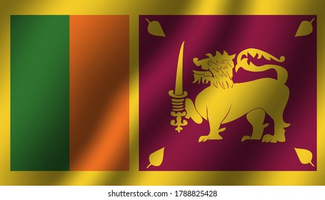 sri lanka national wavy flag vector illustration. textile fabric close up mode