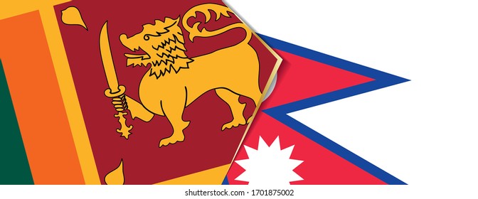 Sri Lanka and Nepal flags, two vector flags symbol of relationship or confrontation.
