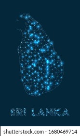 Sri Lanka network map. Abstract geometric map of the country. Internet connections and telecommunication design. Classy vector illustration.