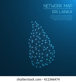 Sri Lanka network map. Abstract polygonal map design. Internet connections vector illustration.