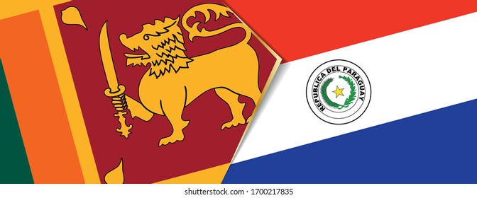 Sri Lanka and Paraguay flags, two vector flags symbol of relationship or confrontation.