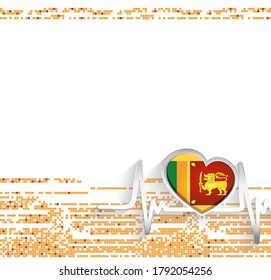 Sri Lanka Patriotic Background. Sri Lanka flag heart shaped and heartbeat line. Vector illustration.