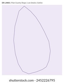 Sri Lanka plain country map. Low Details. Outline style. Shape of Sri Lanka. Vector illustration.