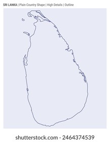 Sri Lanka plain country map. High Details. Outline style. Shape of Sri Lanka. Vector illustration.