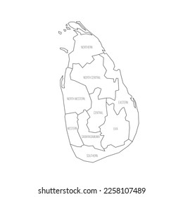 Sri Lanka political map of administrative divisions