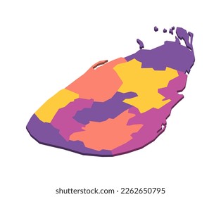 Sri Lanka political map of administrative divisions - provinces. Isometric 3D blank vector map in four colors scheme.