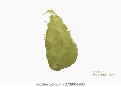 Sri Lanka polygon map vector illustration in low poly geometric style, soft pastel colors with Olive green, clean silhouette on solid background, ideal for infographic.