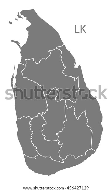 Sri Lanka Provinces Map Grey Stock Vector (Royalty Free) 456427129 ...