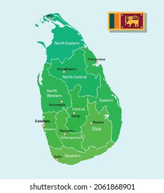 Karte der Vektor-Bild-Regionen Sri Lankas