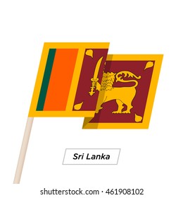Sri Lanka Ribbon Waving Flag Isolated on White. Vector Illustration. Sri Lanka Flag with Sharp Corners