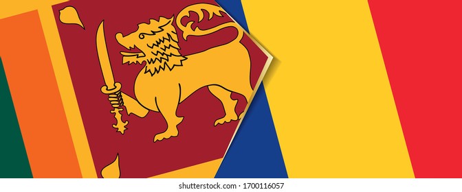 Sri Lanka and Romania flags, two vector flags symbol of relationship or confrontation.