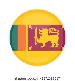 Sri Lanka round badge icon. Sri Lanka national flag button. Vector illustration