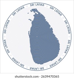 Sri Lanka round logo design. Country shape build of rings. Sri Lanka text around the country. Vector Illustration.