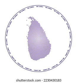 Sri Lanka round logo. Digital style shape of Sri Lanka in dotted circle with country name. Tech icon of the country with gradiented dots. Captivating vector illustration.