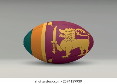 Sri Lanka rugby ball featuring the national flag design on a gray background