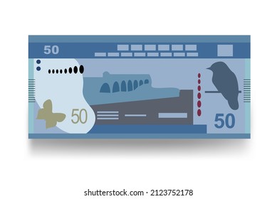 Sri Lanka Rupee Vector Illustration. Sri Lanka money set bundle banknotes. Paper money 50 Rs. Flat style. Isolated on white background. Simple minimal design.