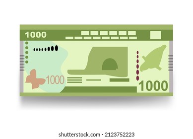 Sri Lanka Rupee Vector Illustration. Sri Lanka money set bundle banknotes. Paper money 1000 Rs. Flat style. Isolated on white background. Simple minimal design.