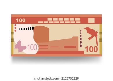 Sri Lanka Rupee Vektorgrafik. Sri Lanka Geld-Set-Bundle-Banknoten. Papiergeld 100 S. Flacher Stil. Einzeln auf weißem Hintergrund. Einfaches minimales Design.