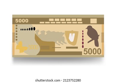 Sri Lanka Rupee Vector Illustration. Sri Lanka money set bundle banknotes. Paper money 5000 Rs. Flat style. Isolated on white background. Simple minimal design.