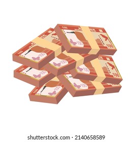 Sri Lanka Rupee Vector Illustration. Sri Lanka money set bundle banknotes. Paper money 100 Rs. Flat style. Isolated on white background. Simple minimal design.