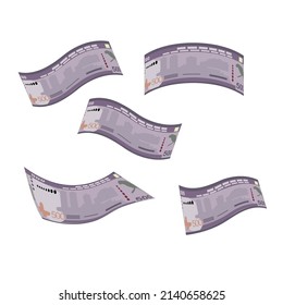 Sri Lanka Rupee Vector Illustration. Sri Lanka money set bundle banknotes. Falling, flying money 500 Rs. Flat style. Isolated on white background. Simple minimal design.