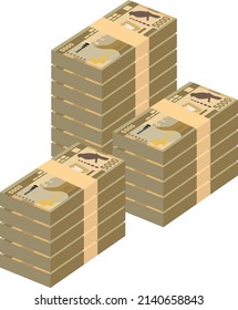 Sri Lanka Rupee Vector Illustration. Sri Lanka money set bundle banknotes. Paper money 5000 Rs. Flat style. Isolated on white background. Simple minimal design.