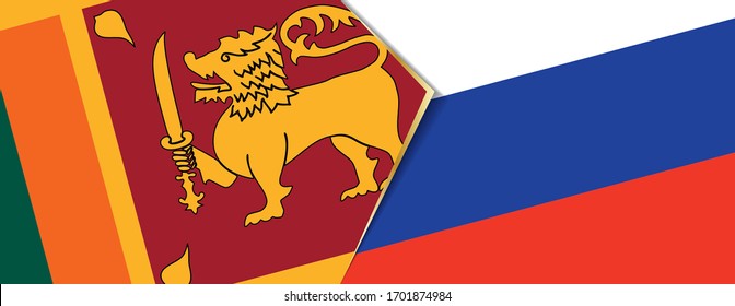 Sri Lanka and Russia flags, two vector flags symbol of relationship or confrontation.