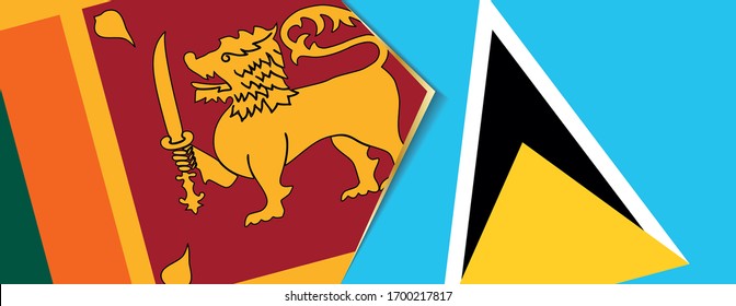 Sri Lanka and Saint Lucia flags, two vector flags symbol of relationship or confrontation.
