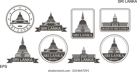 Sri Lanka set.  Isolated Sri Lanka on white background