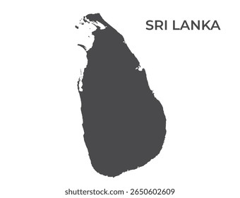 Sri lanka silhouette map. Isolated vector template image of south asia country in simple style