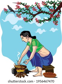 Sri Lanka , Sinhala and Tamil New Year celebrations begin with the Preparation of the Sweets 