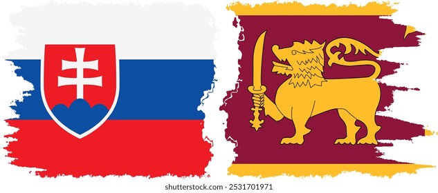 Sri Lanka y Eslovaquia: conexión de banderas grunge, Vector