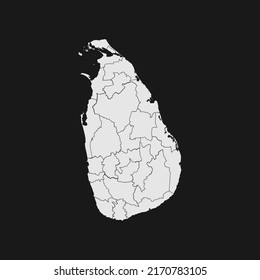 sri lanka soft white map with black detail and background