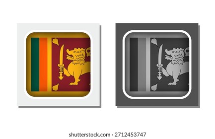 Ícone de Bandeira Arredondada Quadrada do Sri Lanka