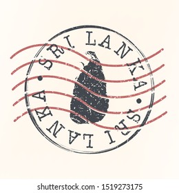 Sri Lanka Stamp Postal. Map Silhouette Seal. Passport Round Design. Vector Icon. Design Retro Travel.