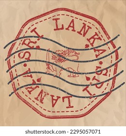 Sri Lanka Stamp Travel Passport. Design Retro Symbol Country. Old Vintage Postmark.
