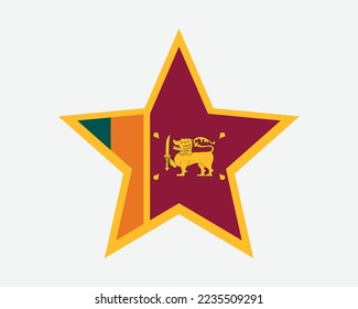 Sri Lanka Star Flag. Sri Lankan Star Shape Flag. Ceylon Country National Banner Icon Symbol Vector Flat Artwork Graphic Illustration