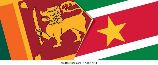 Sri Lanka and Suriname flags, two vector flags symbol of relationship or confrontation.
