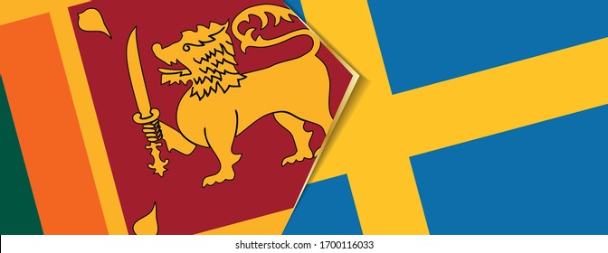 Banderas de Sri Lanka y Suecia, dos banderas vectoriales símbolo de relación o enfrentamiento.