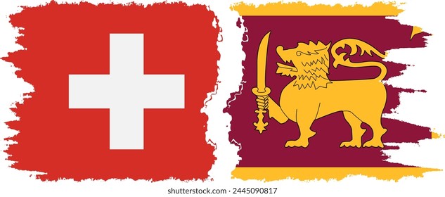 Sri Lanka and Switzerland grunge flags connection, vector