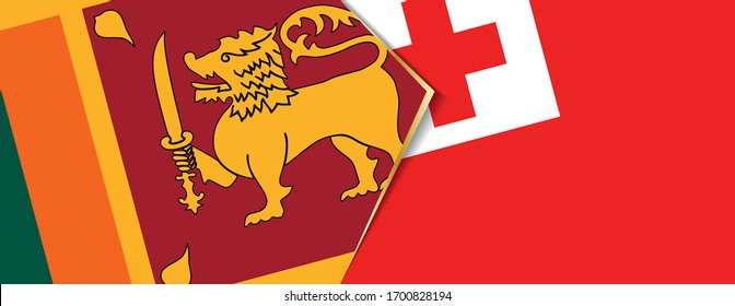 Sri Lanka and Tonga flags, two vector flags symbol of relationship or confrontation.